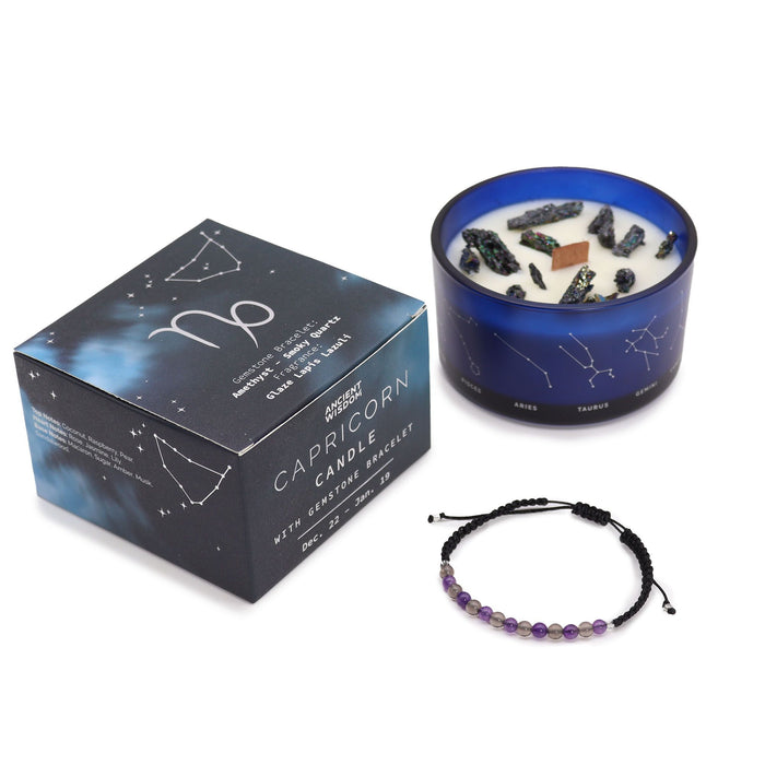 Świeca zodiakalna z kryształem i bransoletką – Koziorożec — zdjęcie 2