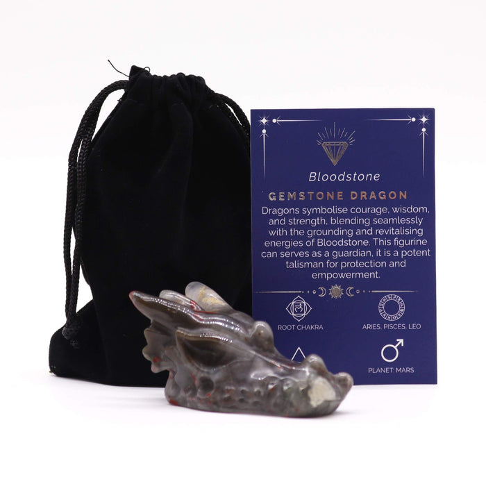 Figurka z kamienia – Głowa smoka duża (heliotrop)