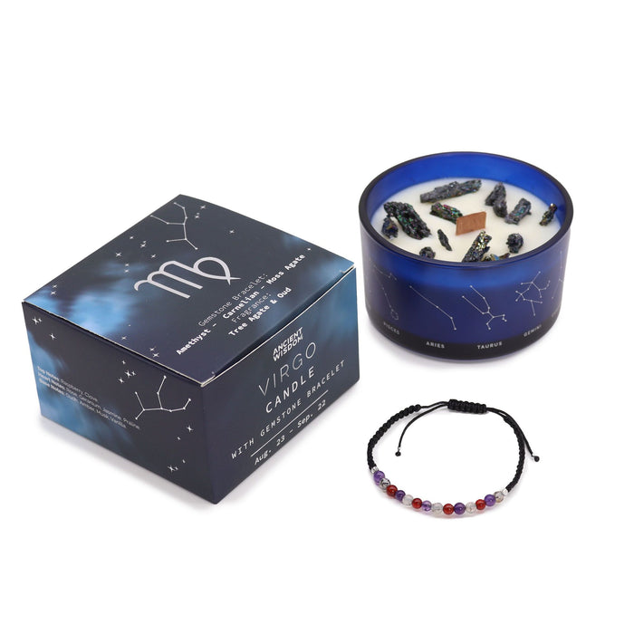 Świeca zodiakalna z kryształem i bransoletką – Panna — zdjęcie 2