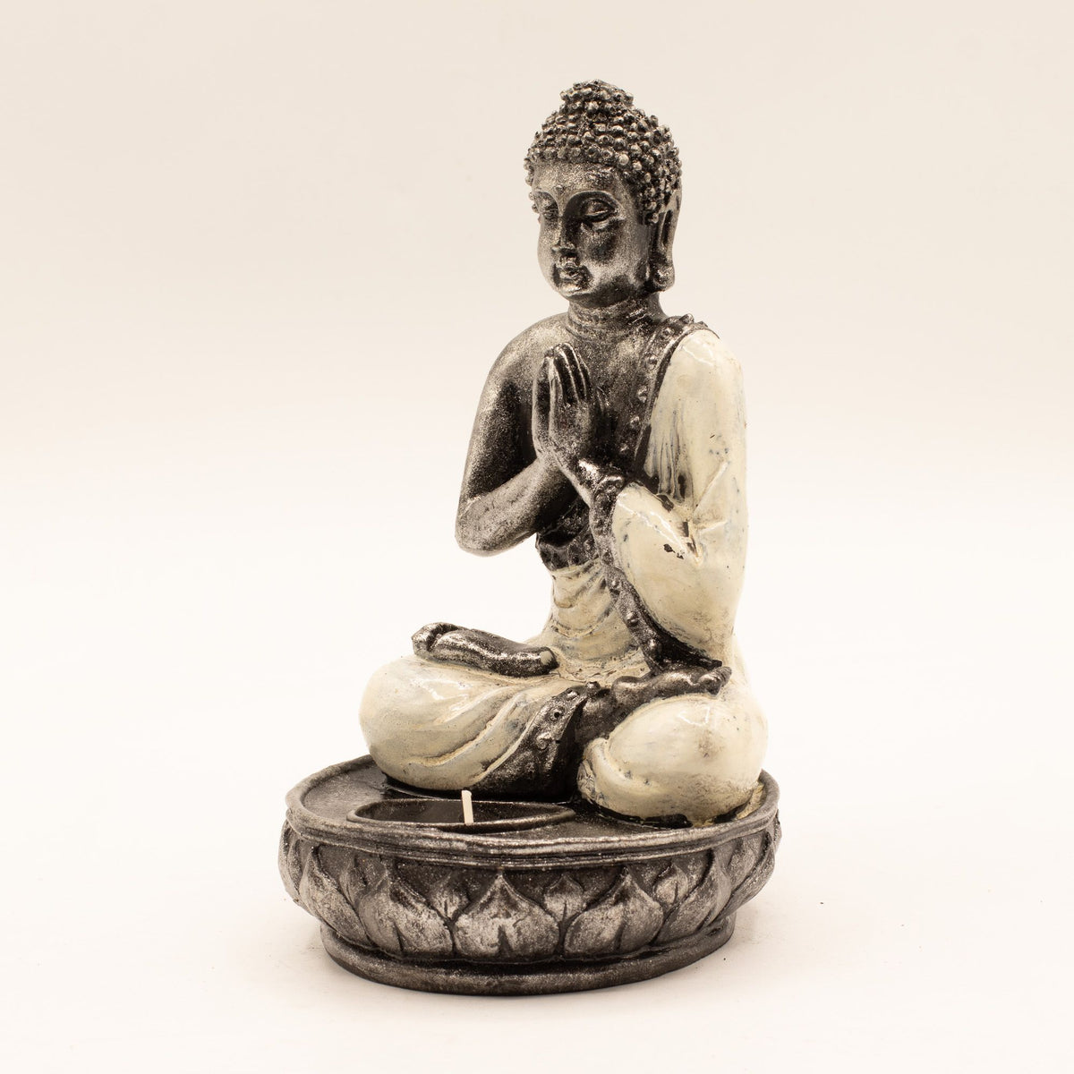 Świecznik Budda – biały, średni — zdjęcie 2