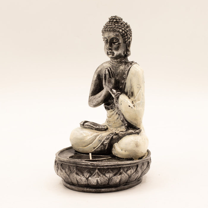 Świecznik Budda – biały, średni — zdjęcie 2