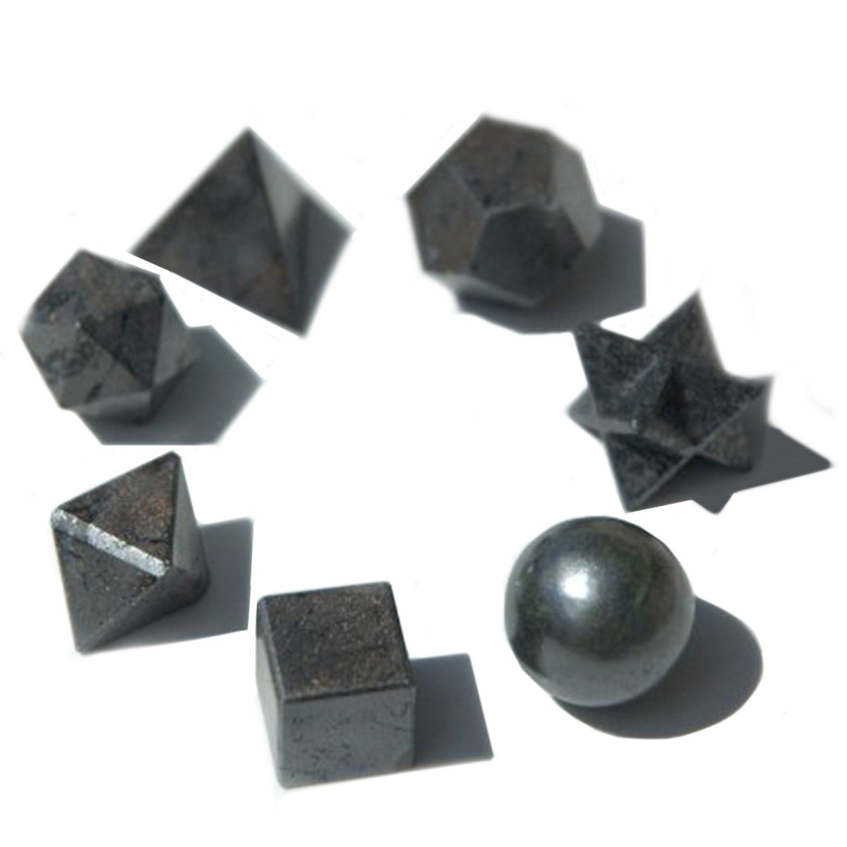 Zestaw kamieni w sakiewce – Bryły geometryczne, agat czarny — zdjęcie 3