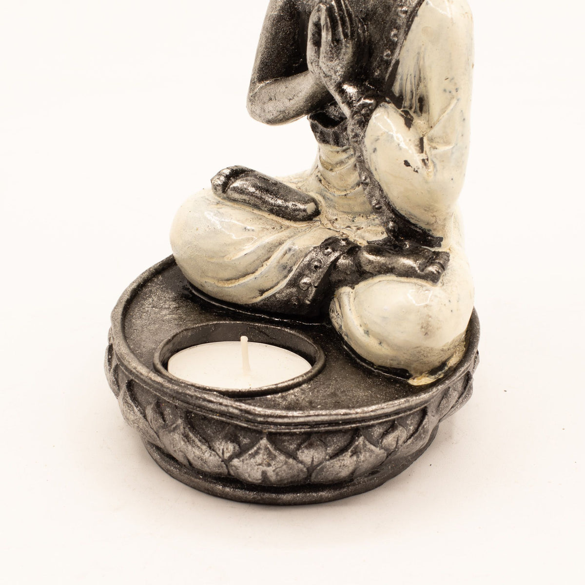 Świecznik Budda – biały, średni — zdjęcie 4