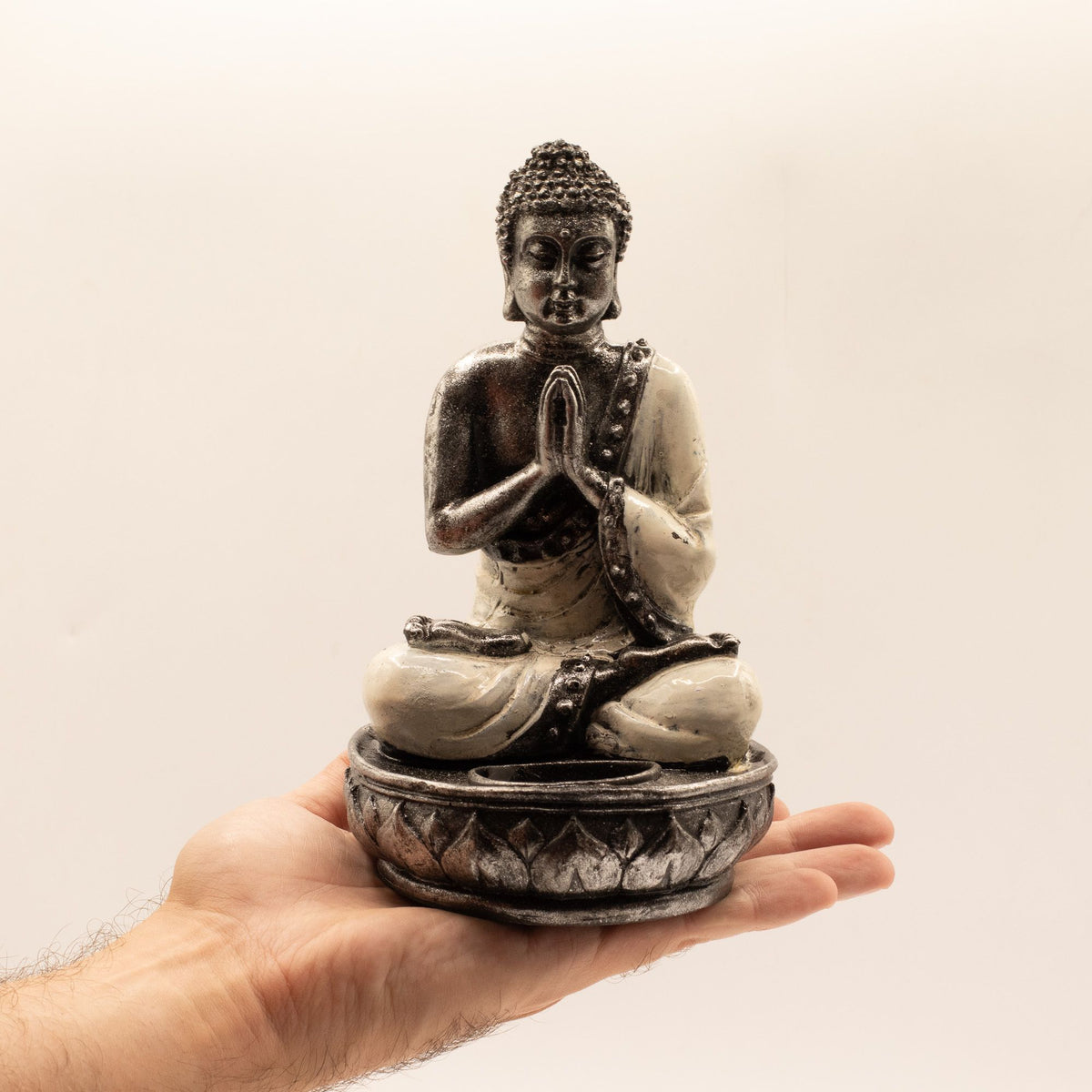 Świecznik Budda – biały, średni — zdjęcie 6