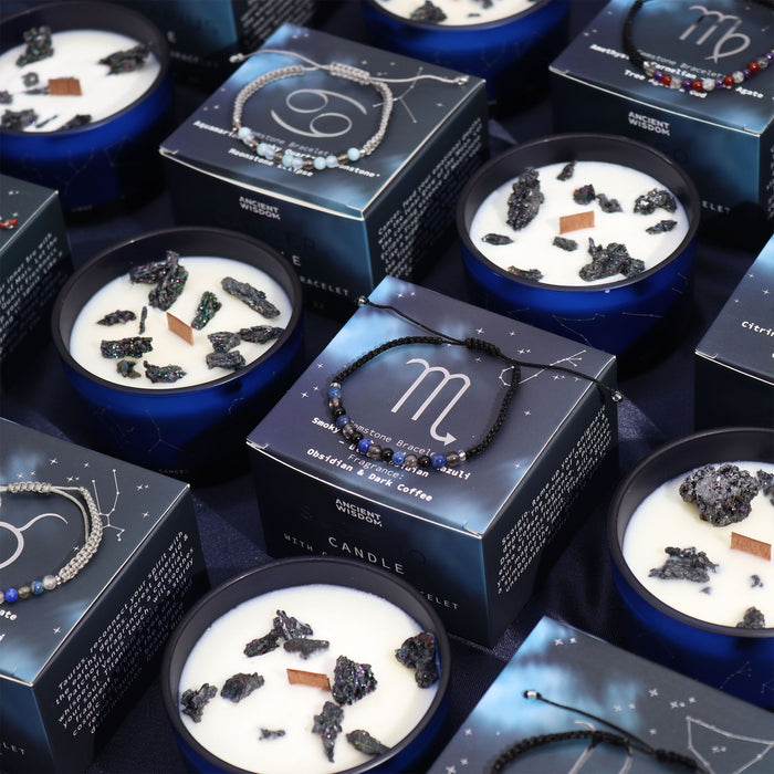 Świeca zodiakalna z kryształem i bransoletką – Skorpion — zdjęcie 2