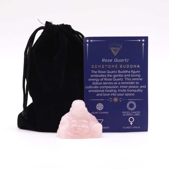 Figurka z kamienia – Budda mały (kwarc różowy)