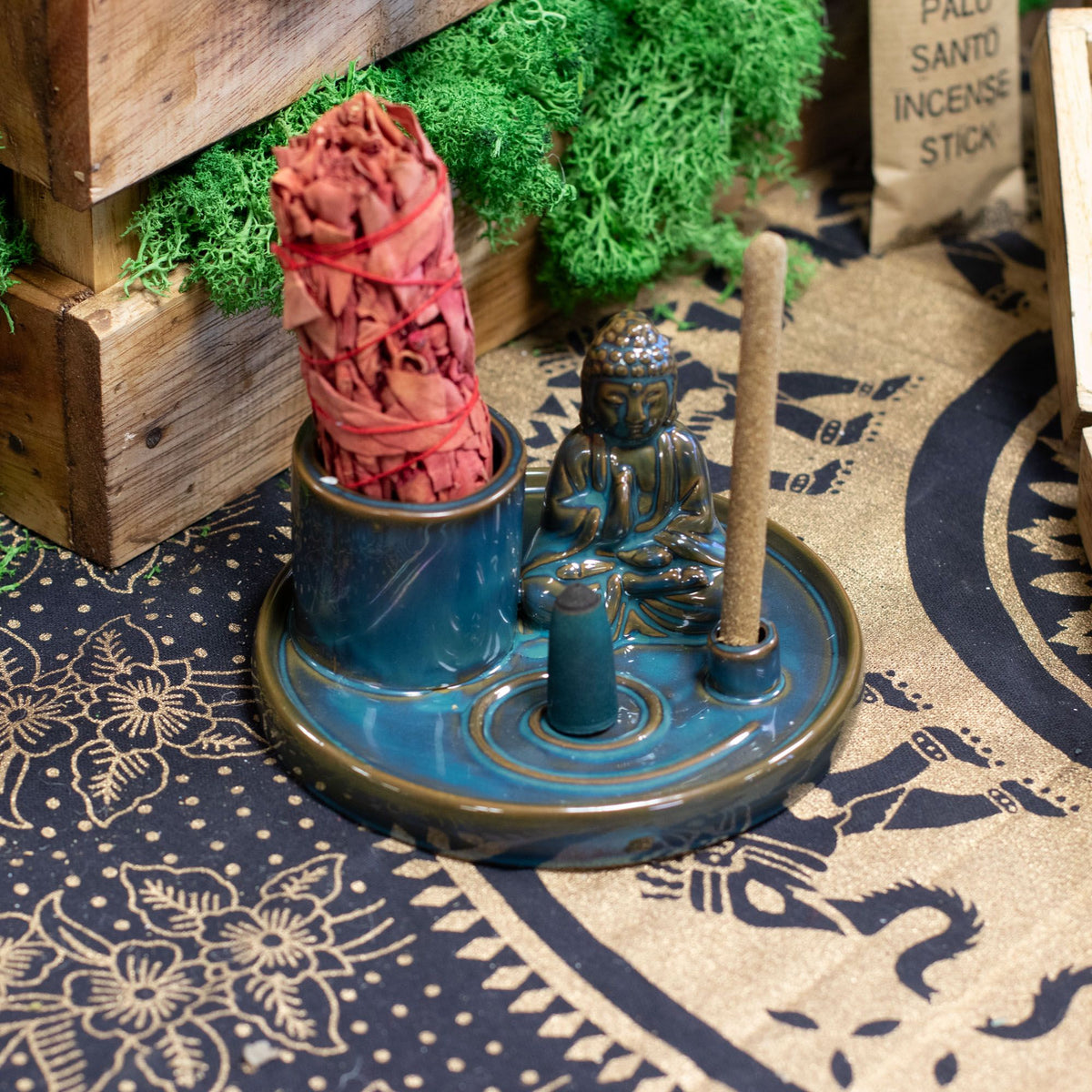 Podstawka ceramiczna Budda – Ceramika niebieska — zdjęcie 3