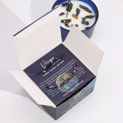 Panna – Świeca Zodiakalna z Kryształem i Bransoletką