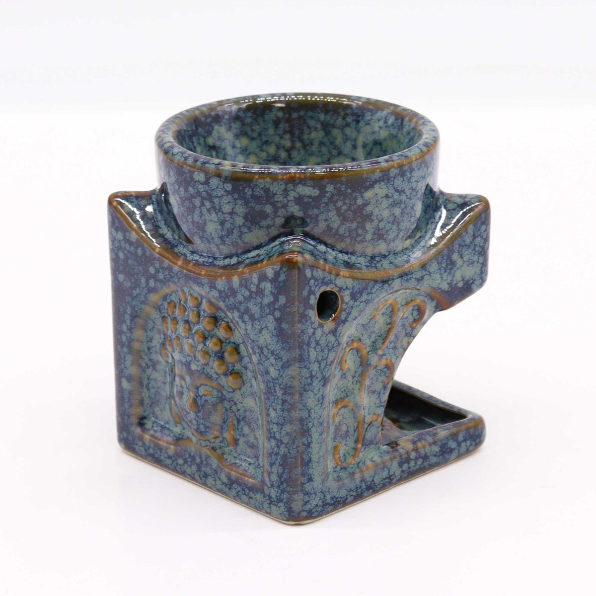 Kominek ceramiczny Budda – Przygaszony błękit — zdjęcie 2