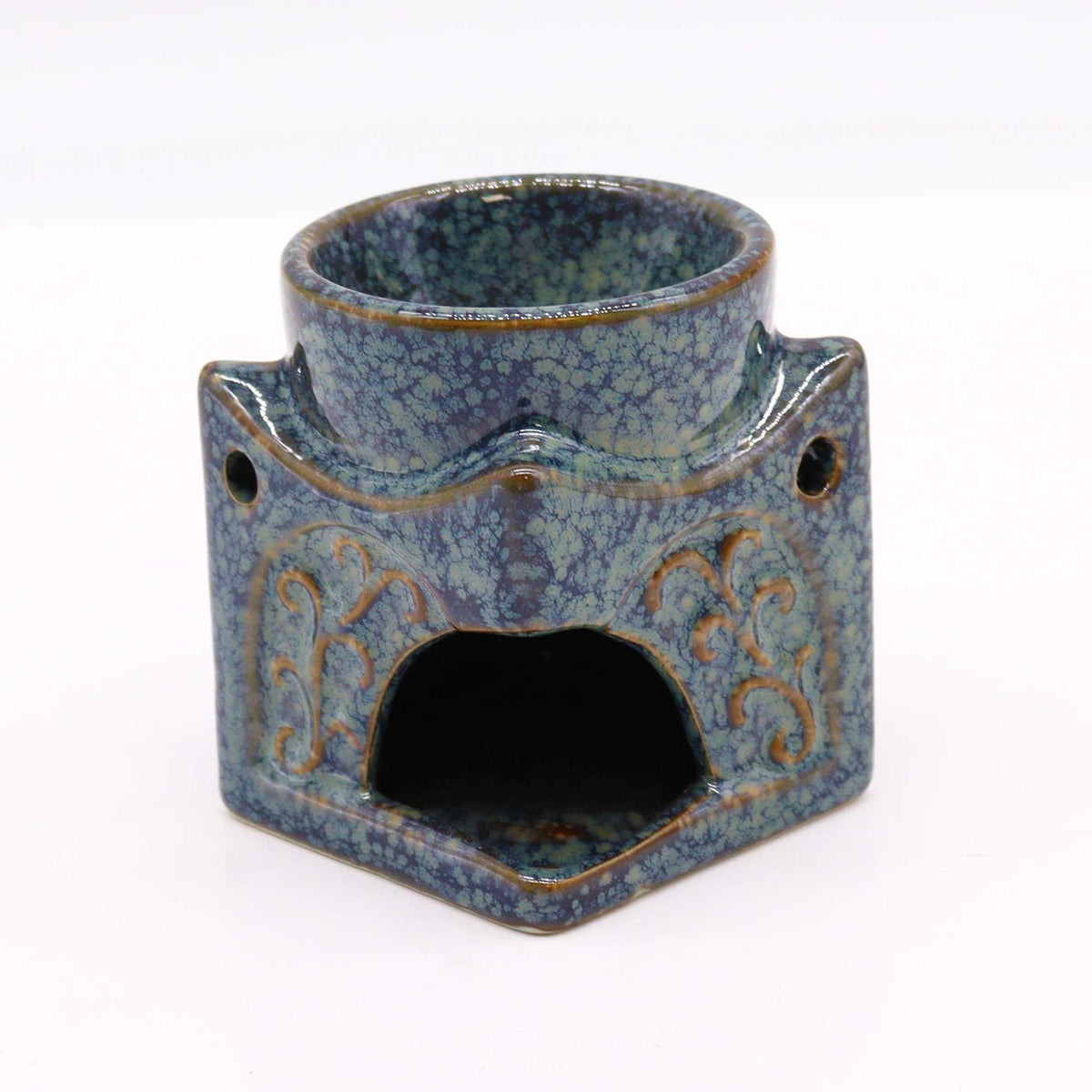 Kominek ceramiczny Budda – Przygaszony błękit — zdjęcie 3