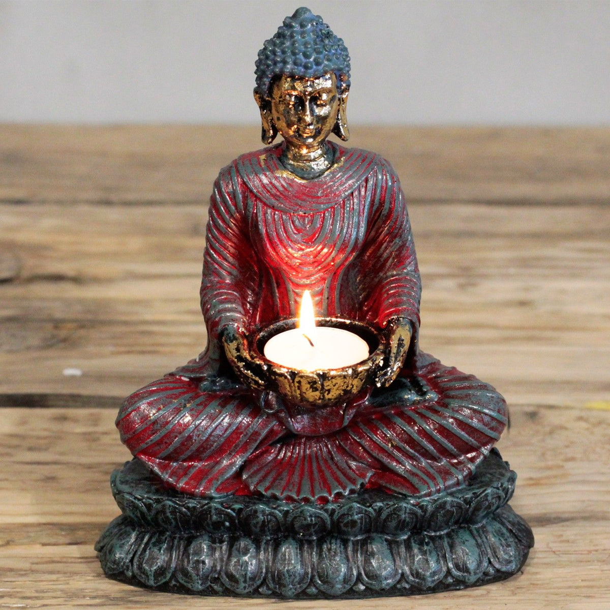 Świecznik Budda – Wyznawca, patyna — zdjęcie 3