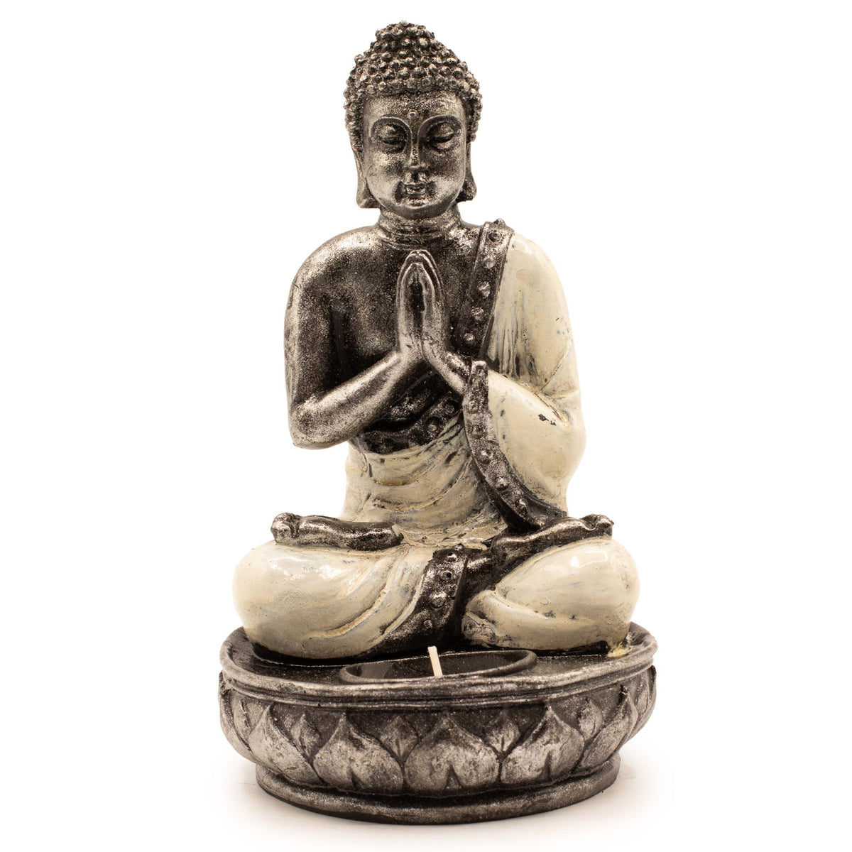 Świecznik Budda – biały, średni