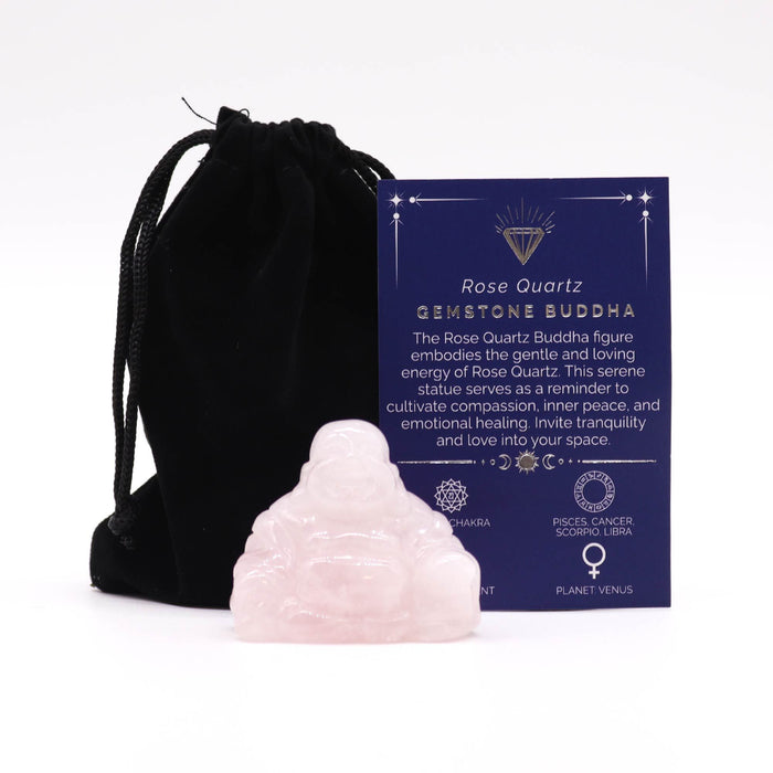 Figurka z kamienia – Budda duży (kwarc różowy)