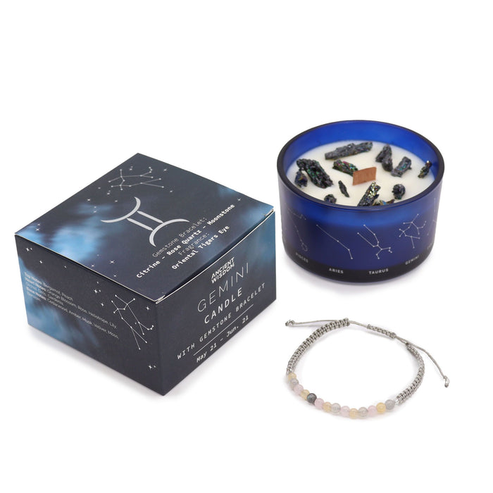 Świeca zodiakalna z kryształem i bransoletką – Bliźnięta — zdjęcie 2