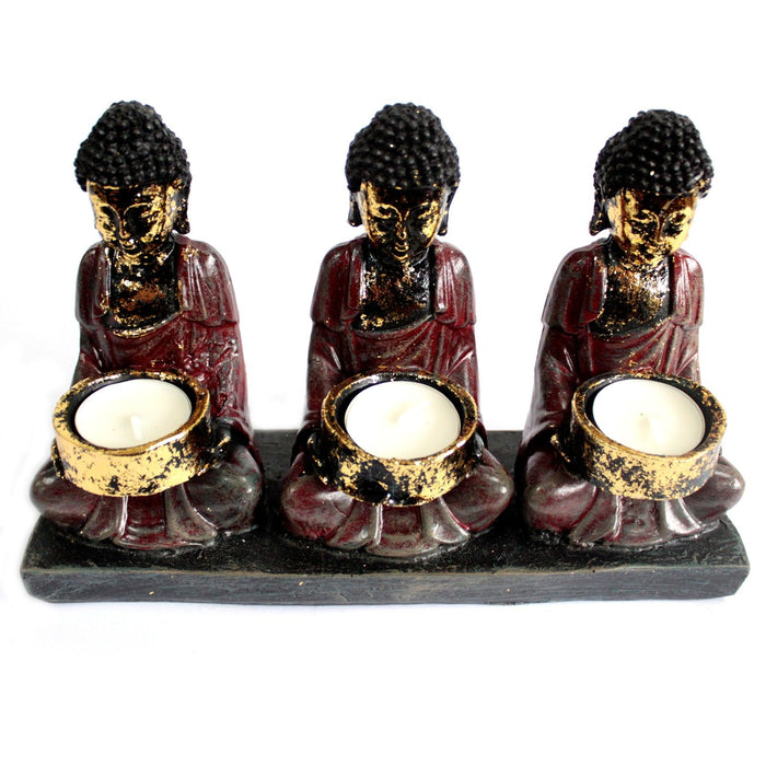 Świecznik Budda – Trzej wyznawcy, patyna