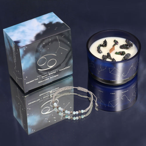 Rak – Świeca Zodiakalna z Kryształem i Bransoletką